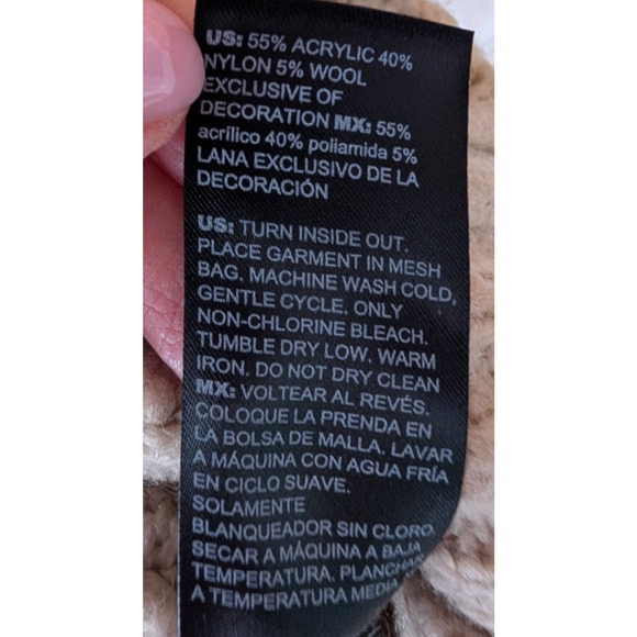 WHBM Sequin Cable Knit Sweater Beige Chunky Embellished Cozy Glam XS Holiday - Picture 9 of 14